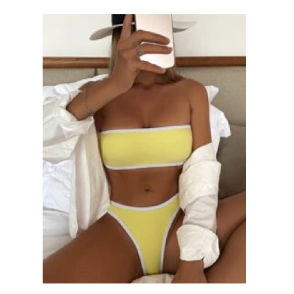 Yellow Bandeau swim set